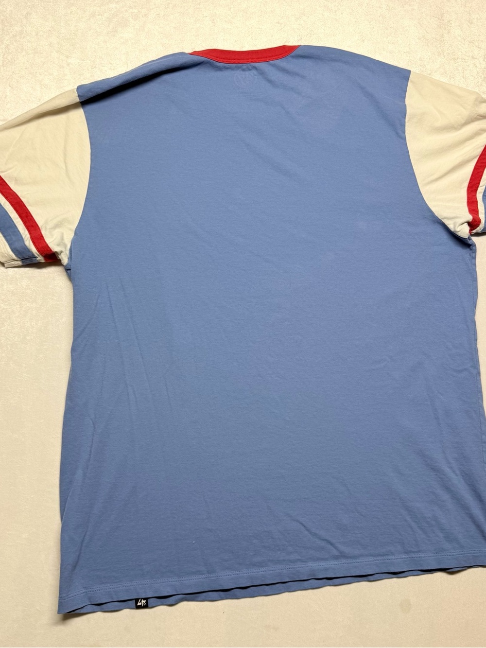 47 Brand Light Blue CUBS Ringer Tee with Red Trim and Cream Sleeves - Picture 6 of 6